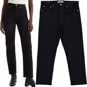 Levi’s Premium High Rise Wedgie Straight Leg Fit Jeans in Black Sprout Sz 31x28